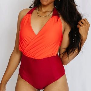 Raising Wild The Vanessa Hot Coral Swimsuit XS